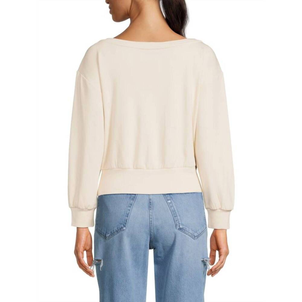 NEW ELIE TAHARI women's boatneck sweatshirt in ivory - Picture 2 of 3